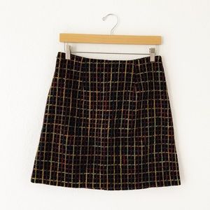 Anthropologie Hutch Windowpane Mini Skirt Black Motif Small